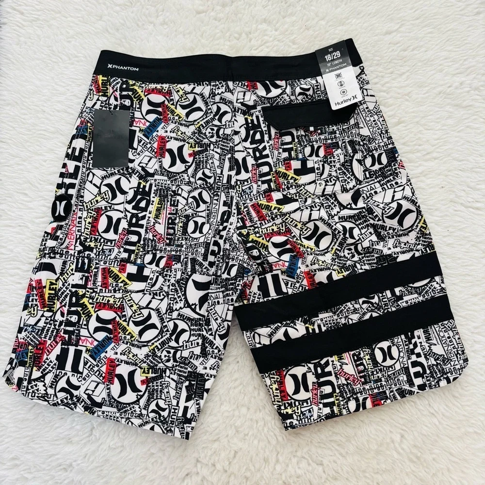 Hurley Black and White Board Shorts Bold Graphic Design